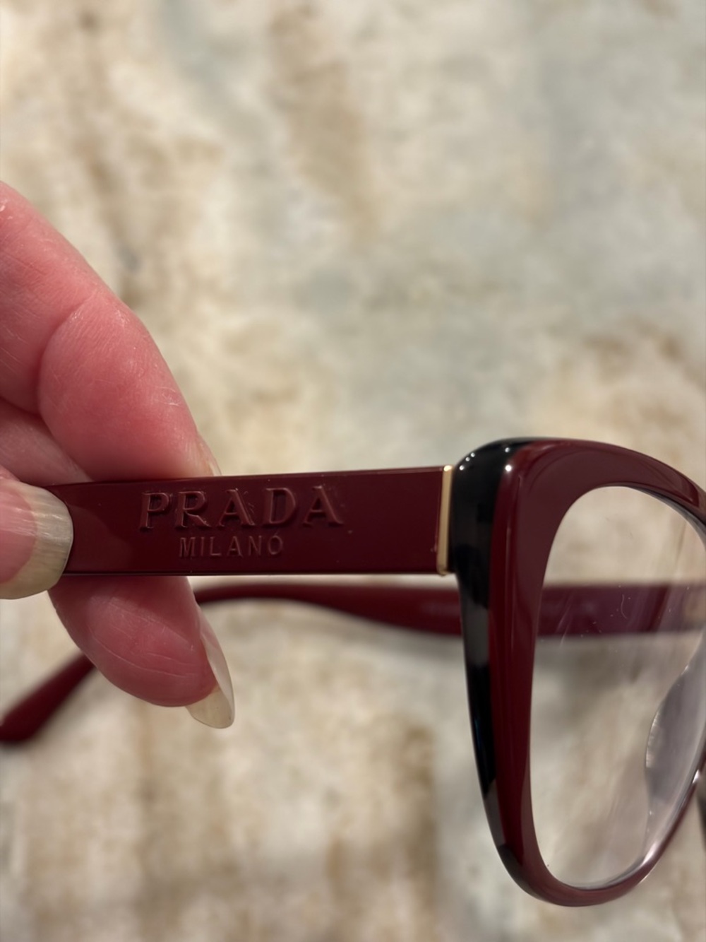 Prada Women's Cat-Eye Frame in Burgundy model VPR 04W - Picture 5 of 7
